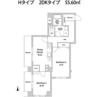 グラスハイム【5階】の間取り