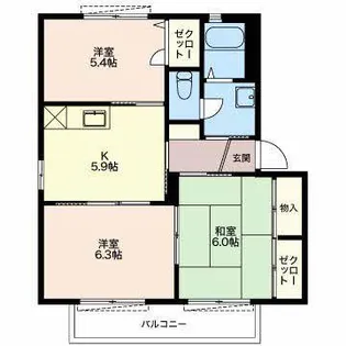 コスモハイツF【2階】の間取り