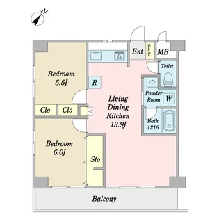 エクセル一之江【6階】の間取り