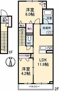 アリスティオ・ガーデンY C【2階】の間取り