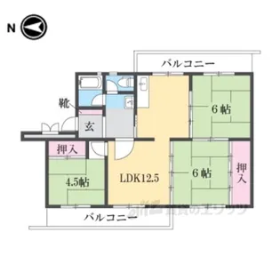 フラワリータウン生駒D棟【3階】の間取り