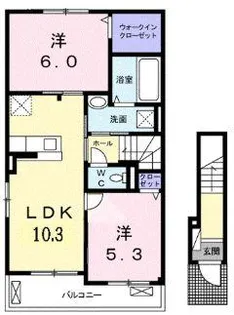 サンソレイユB棟【1階】の間取り