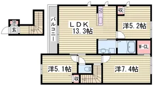 ハイツ熊見V A棟【2階】の間取り