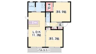 ウエストサイドテラス S棟【2階】の間取り