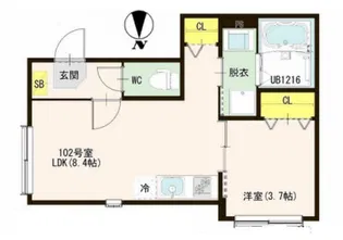 ハーモニーテラス島根【1階】の間取り