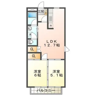 2LDKの間取り画像