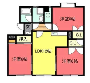 カーサ たもの木【1階】の間取り