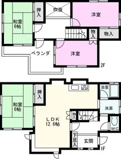 埼玉県越谷市大字大房【一戸建】の間取り