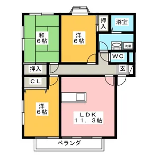 ライフイン・パラス B棟【1階】の間取り