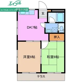 川方マンションII【1階】の間取り