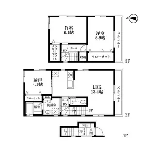 東京都中野区中野1【一戸建】の間取り