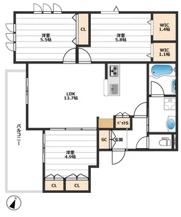 寿ハウス【2階】の間取り