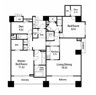オリンピアード麻布霞坂【9階】の間取り