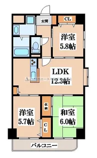ヴェルデュール石切【6階】の間取り
