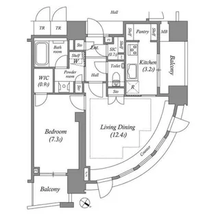東京都港区赤坂9【マンション】の間取り