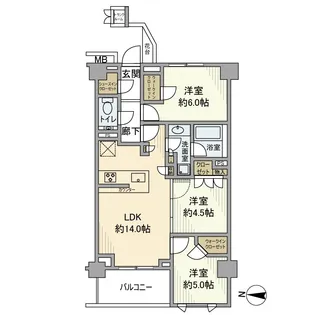 ザ・パークハウス東陽町翠賓閣【3階】の間取り