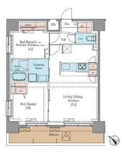LUXENA+PAWS南行徳【5階】の間取り