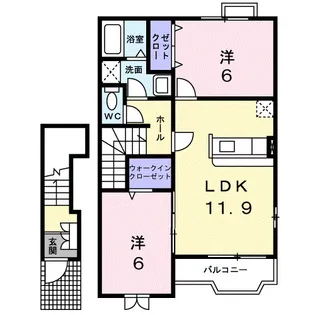 ダンケB【2階】の間取り