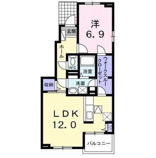 コリーヌ・アルカンシエルA【1階】の間取り