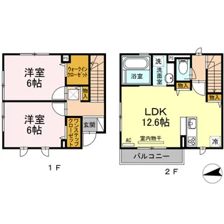 グランシャリオ ヴィラ B棟【2階】の間取り