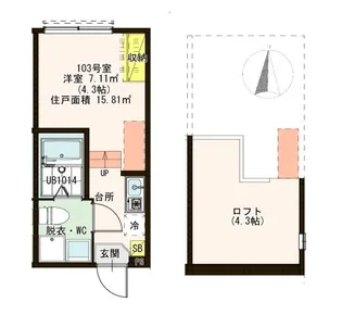 ラウルスあだち【1階】の間取り