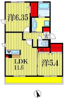 レセンテ小仲台【2階】の間取り