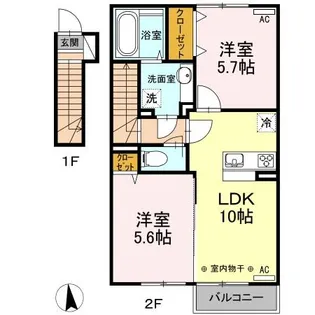 アーバンハイツ30 B棟【2階】の間取り