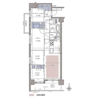 ディームス横濱青木町(ディームスヨコハマアオキチョウ)【8階】の間取り