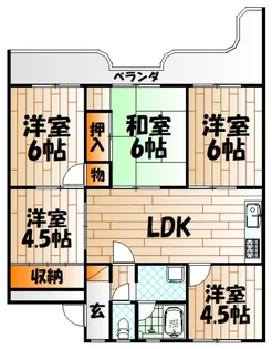 天籟寺川スカイマンション【5階】の間取り