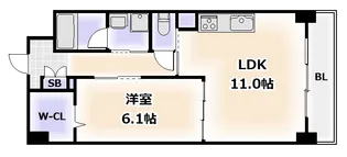 アベニール四天王寺【6階】の間取り