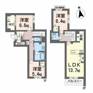 シャトル牛田旭の間取り