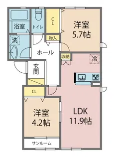 サニーフォレストC【1階】の間取り