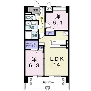 ペットマンションあかやま【2階】の間取り