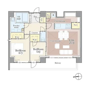 2LDKの間取り画像