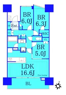 ライオンズ横浜新子安ハーバーコート【6階】の間取り