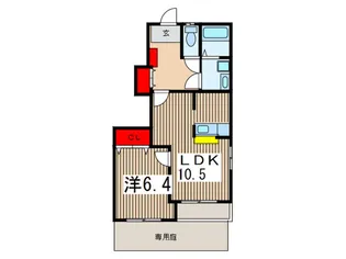 入間市狭山台2丁目 1LDK 築浅 ペット可【1階】の間取り