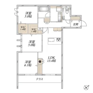 アチェーロ駒沢大学【1階】の間取り