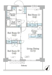 NIIYA平和台【3階】の間取り