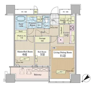 パークコート千代田富士見ザタワー【32階】の間取り