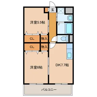 サニーコートI・II(カンエイ)【2階】の間取り