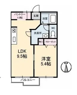 サンディスク米山 B棟【2階】の間取り