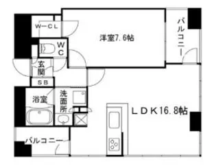 ジオグランデ梅田【8階】の間取り