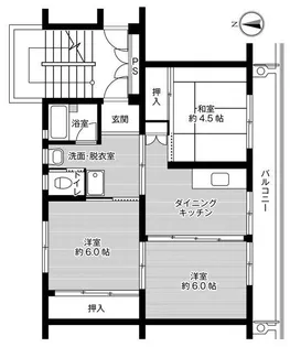 ビレッジハウス所沢1号棟【4階】の間取り