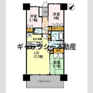 ローレルスクエア建都ザレジデンスSecond stage【7階】の間取り