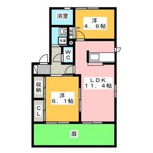 ウエストリバー B【1階】の間取り