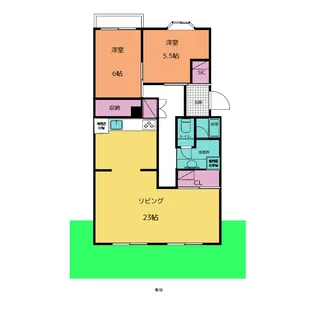 サンハイツ鍋屋上野4号棟【1階】の間取り