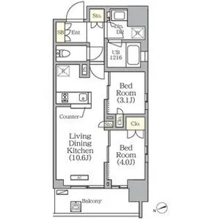 グランエール西日暮里【4階】の間取り
