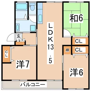 福島県郡山市亀田1【アパート】の間取り