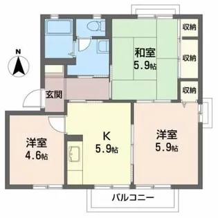 リバーサイドスクエア B棟【2階】の間取り