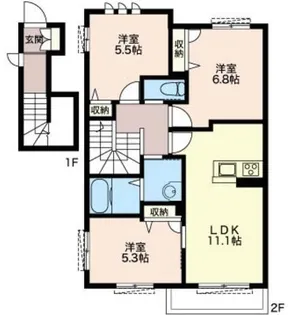 ライフハウスB【2階】の間取り